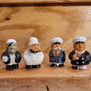Vtg Set of 4 Miniature Clay Terra Cotta Seafarers Figurines